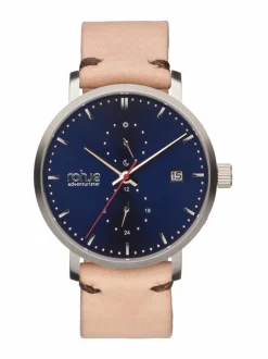 Adventurister Blue-rannekello, vaalea poronnahkaranneke