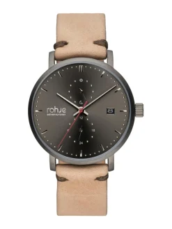 Adventurister Dark -rannekello, vaalea poronnahkaranneke