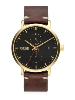Adventurister Gold -rannekello, ruskea poronnahkaranneke