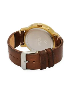 Adventurister Gold -rannekello, ruskea poronnahkaranneke