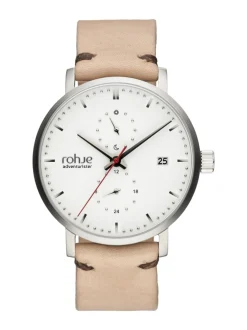 Adventurister White -rannekello, vaalea poronnahkaranneke