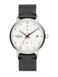 Adventurister White -rannekello, musta poronnahkaranneke