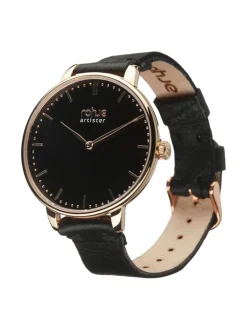 Artister Classic Black -rannekello, musta poronnahkaranneke