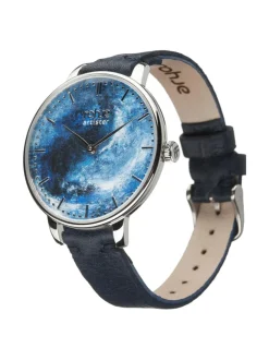 Artister Into the Blue -rannekello, tumman sininen poronnahkaranneke