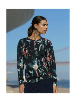 Casual Chic Print Shirt, Bluebird