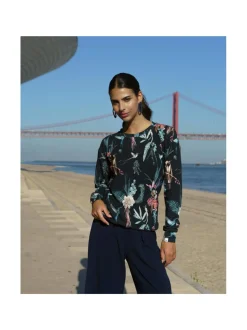 Casual Chic Print Shirt, Bluebird