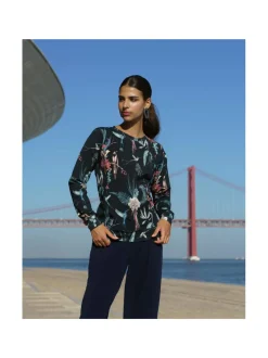 Casual Chic Print Shirt, Bluebird