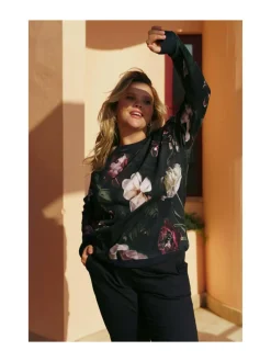 Casual Chic Print Shirt, Noir