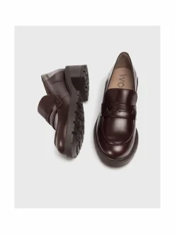 Chunky Sole Mid Heel -nahkaloaferit