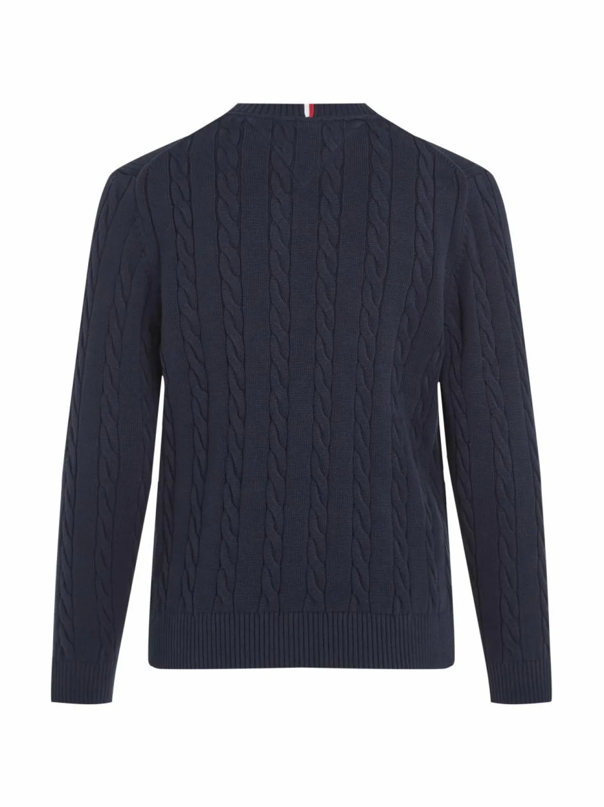 Crew Neck Cotton Cable Sweater -neule