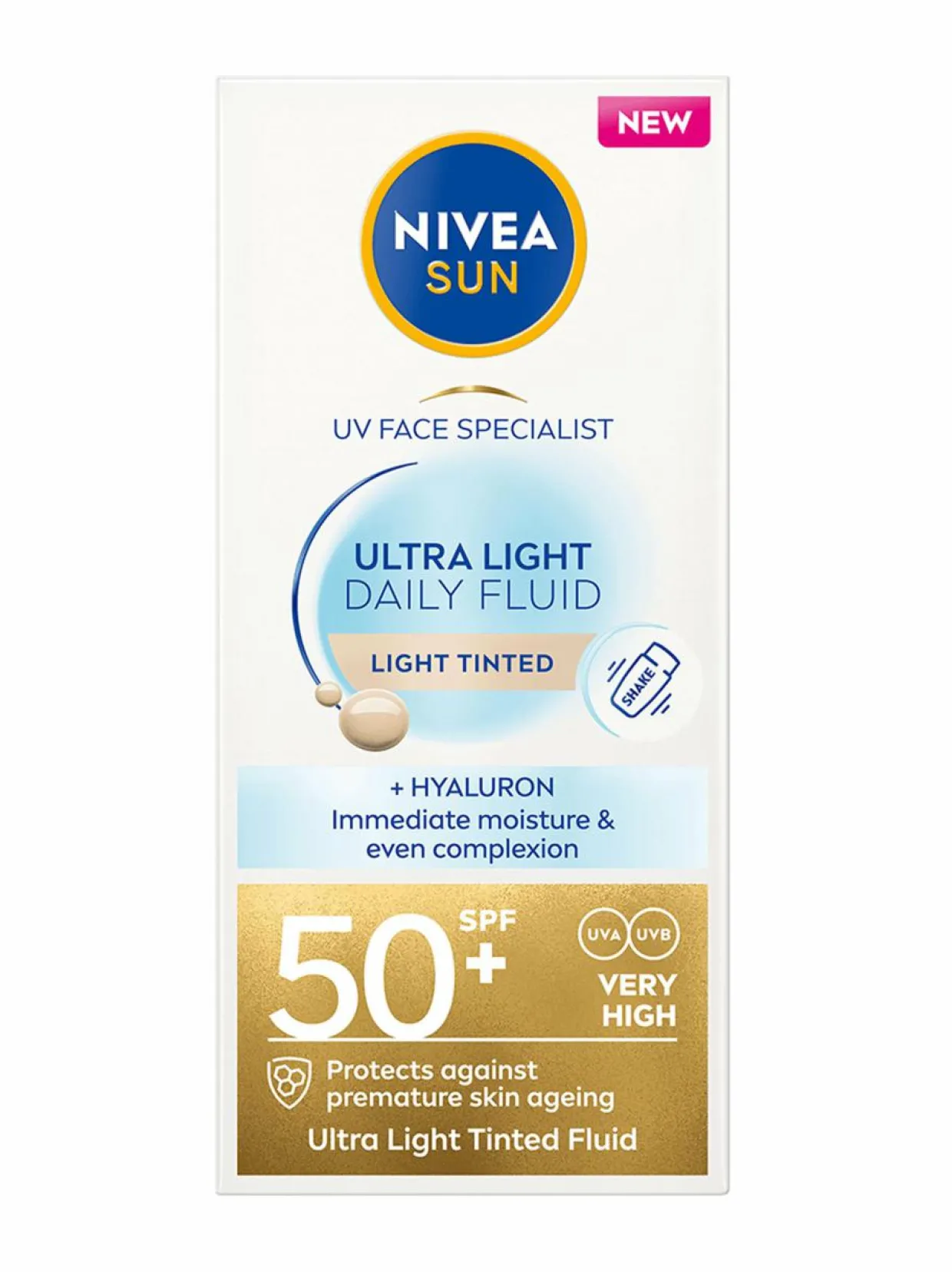 Daily Fluid Light Tinted SPF50+-sävyttävä aurinkosuojavoide kasvoille