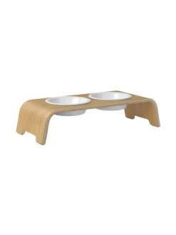 dogBar® Classic korotettu ruokakuppiteline - Vaalea tammi