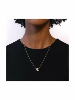 Gold & Faux Pearl Logo Pendant -kaulakoru