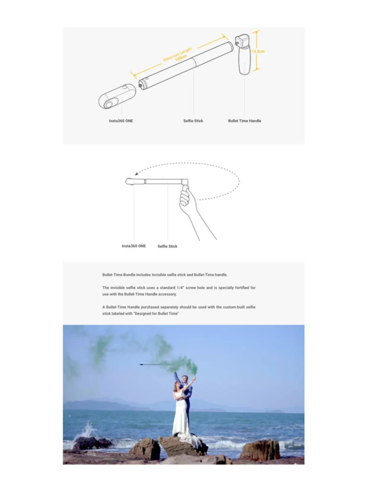 Insta360 Bullet-time Handle & Stick kuvaussauva (One ja X-sarja)