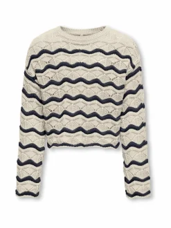 KogDonna O-neck -raidallinen struktuurineule