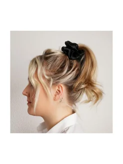 Mulberry Silk Scrunchie -hiusdonitsi - musta