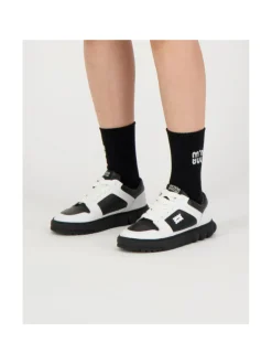 Oyster Black/White Leather