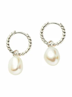 Pearl Twisted Small Drop Hoop -korvakorut