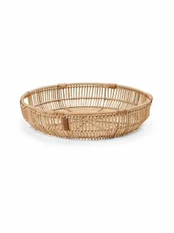 Round Rattan Tray -tarjotin