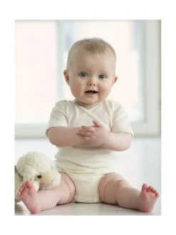 Ruskovilla lyhythihainen body 50 - 90 cm - silkkivilla