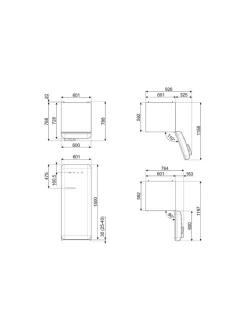 Smeg FAB28RDMC5 Jääkaappi, 'Mondrian' oikeakätinen