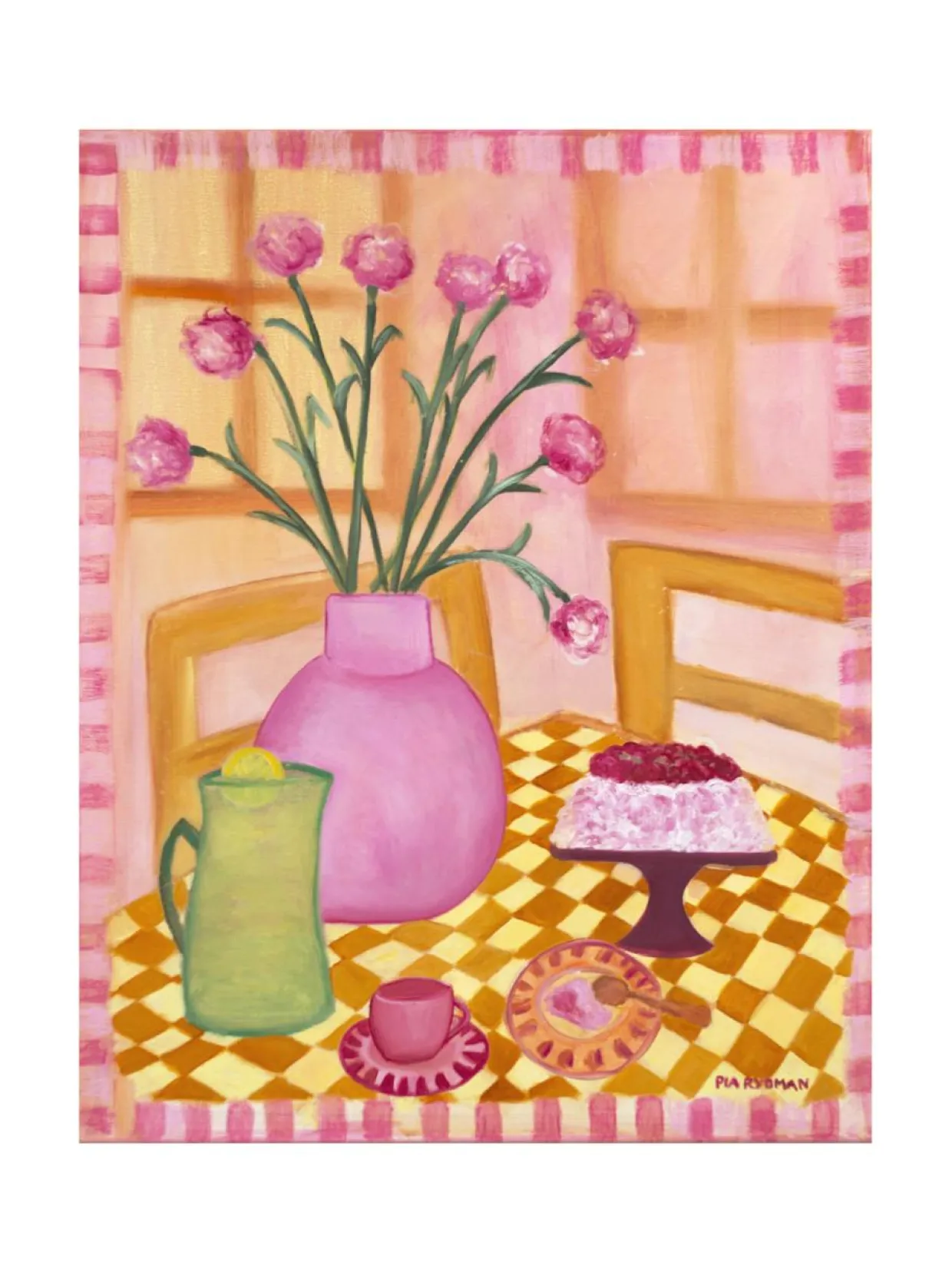 Sokerileipurin lauantai, öljyvärimaalaus, 100x80 cm, Pia Rydman