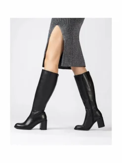 Tall Boot Block Heel -nahkasaapaat