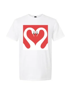 Unisex T-paita, Love Swans, Valkoinen