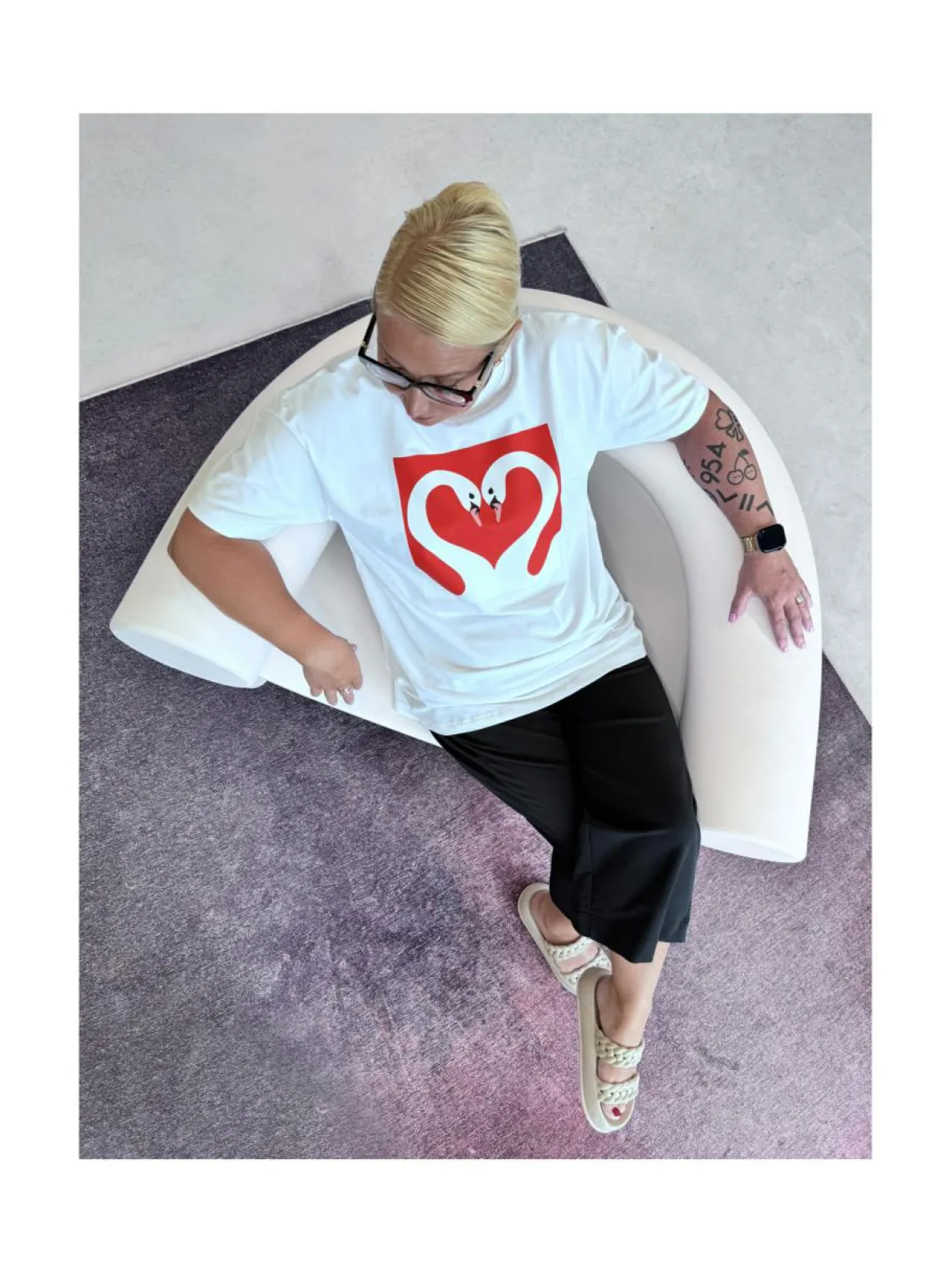 Unisex T-paita, Love Swans, Valkoinen