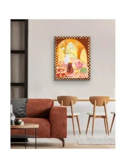 Vaaleanpunainen teehetki, 73x60 cm, akryylimaalaus, Pia Rydman